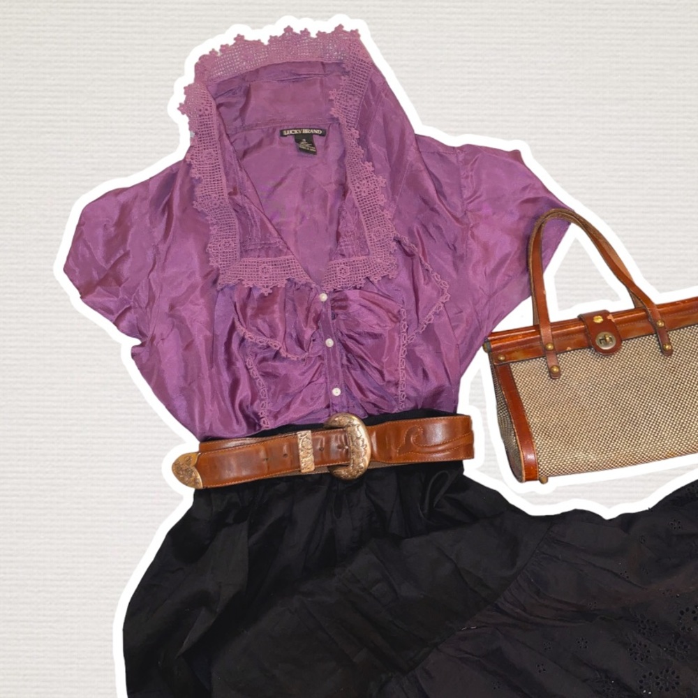 Edwardian lace collar fitted silk button up ruffle blouse